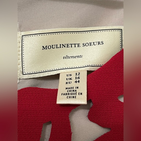 Moulinette Soeurs Anthropologie Red Laser Cut-Out Short Sleeve Dress Size 12 - Picture 4 of 7